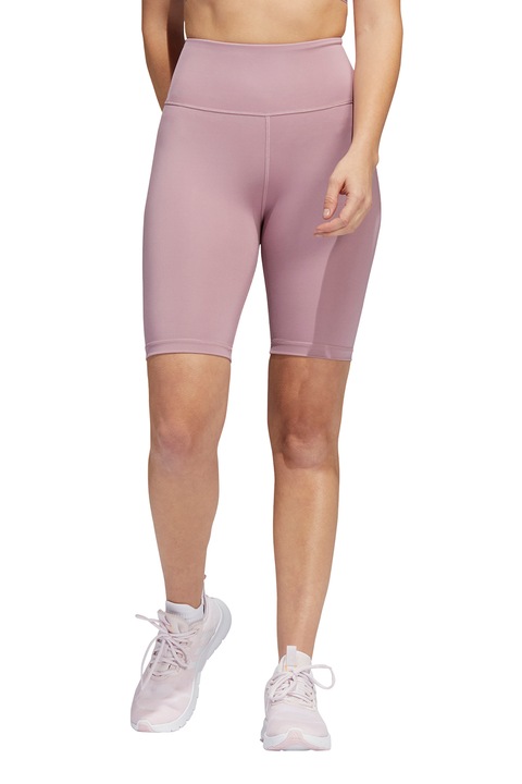 adidas Performance, Colanti scurti cu talie inalta, pentru fitness Optime Bike, Roz deschis