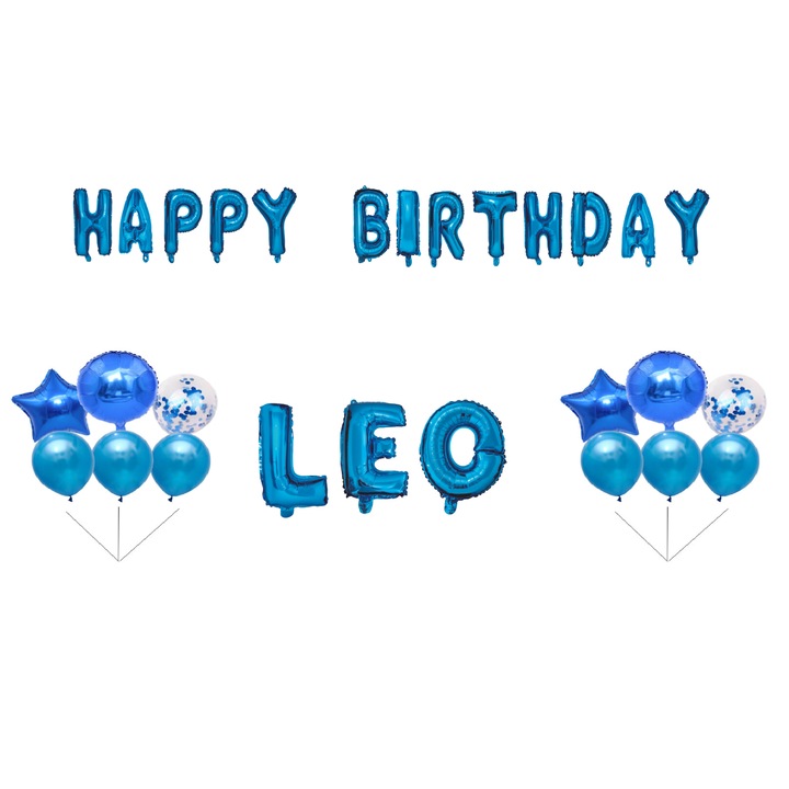 Boldog születésnapot Oroszlán lufi szett, tortafeltét, kék, 35 db