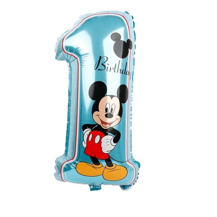 Balon folie cifra 1 Mickey, bleu, 32 inch