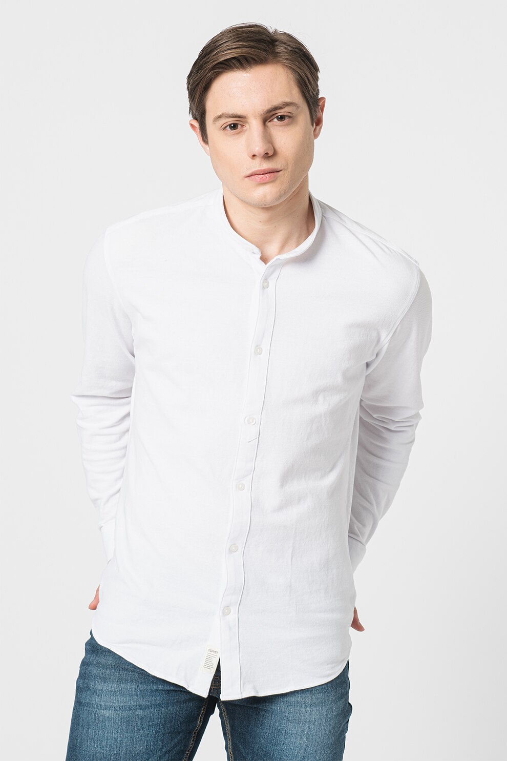 zara no collar shirt