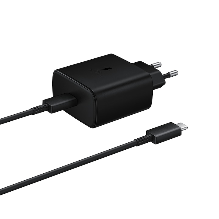 Hálózati töltő, Samsung, Super Quick Charge, Fekete, 1xUSB-C, 25W, PD, Széleskörű kompatibilitás