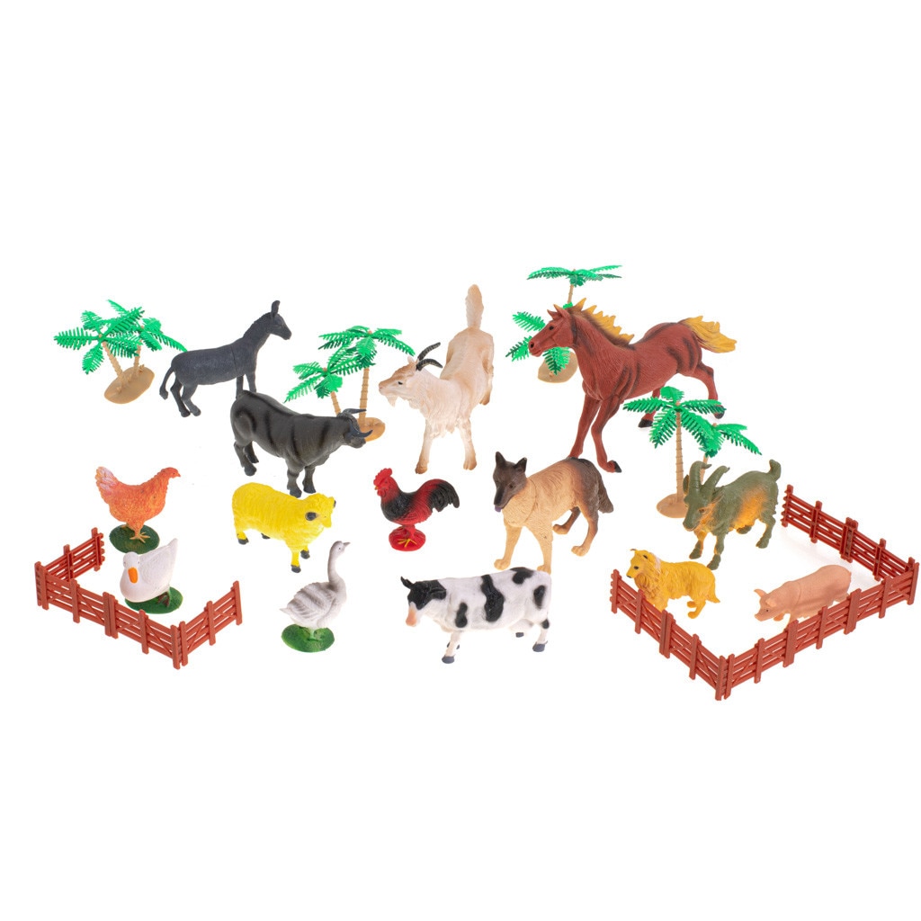 Set educativ 14 figurine animale cu accesorii Farm Animals, 3 ani+