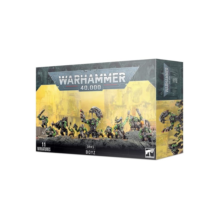 Games Workshop Warhammer 40k Orks Boyz miniatűr figura építőkészlet, 10 db, műanyag, szürke