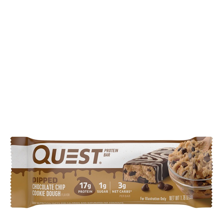 Baton Inlocuitor de Masa, GNC Quest Protein Bar, Baton Proteic Invelit in Ciocolata, cu Aroma de Fulgi de Ciocolata, 50 g