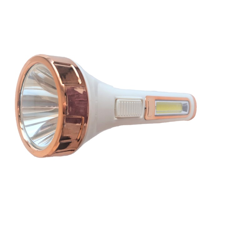 Lanterna de mana, lumina LED, 1 W , 10 SMD, baterie reincarcabila, alb/aurie, 21x7.5 cm
