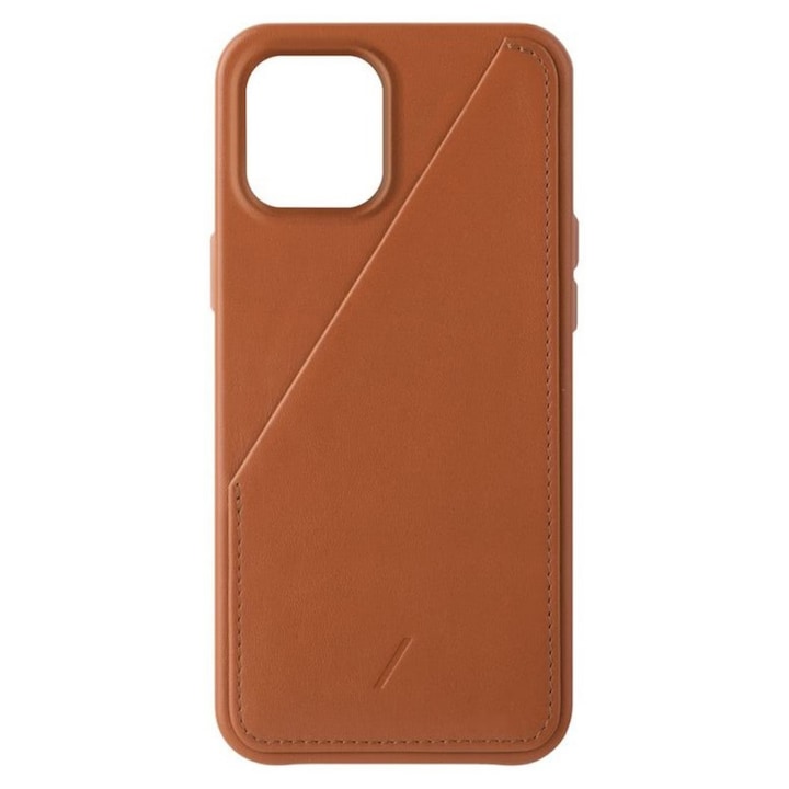 Husa din piele ecologica Native Union Clic Card pentru Iphone 12 Pro Max, tan (rosu caramiziu)
