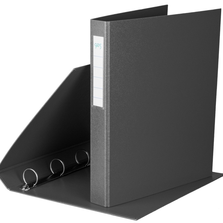 Механичен класьор, Ламиниран картон, А4, 4 пръстена, Черен