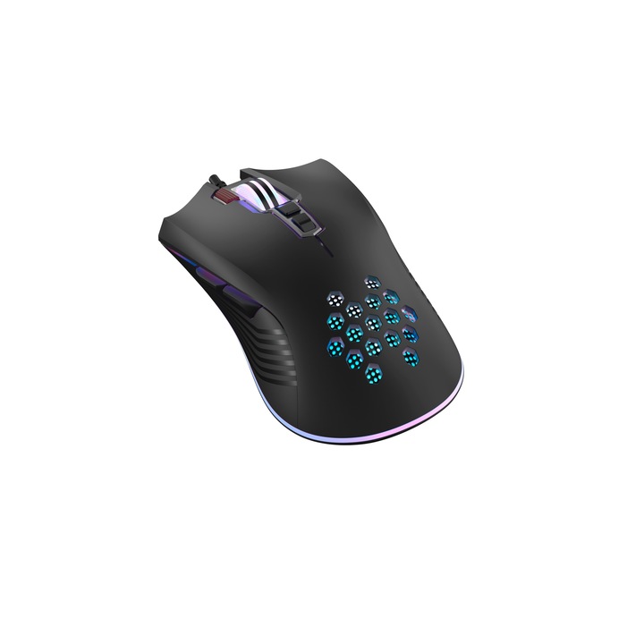 XO кабелна мишка за игри, RGB осветление, функция за бърз достъп, черна