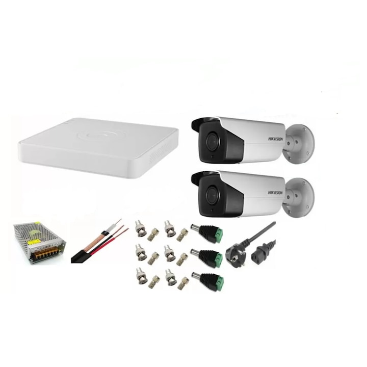 Sistem de camere de supraveghere, 8CH, 2 camere 5MP, detectie miscare, IP66, 3T