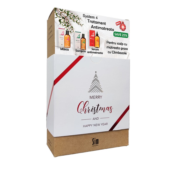 Kit Tratament antimatreata pentru scalp cu matreata grasa cu Climbazole, System 4 Therapeutical Hair Spa, 215ml