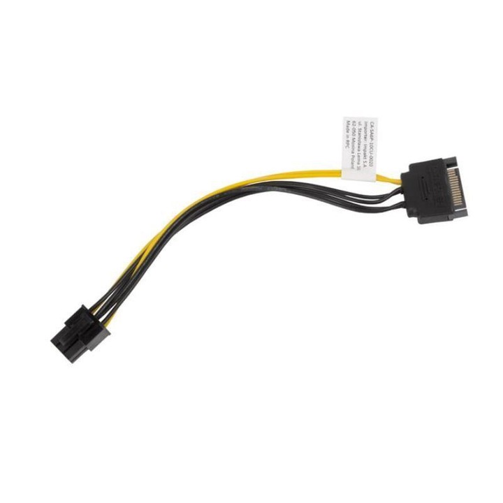Cablu de alimentare SATA 15 pini la PCI Express 6 pini, 20 cm, Negru Galben, TCL-BBL3781