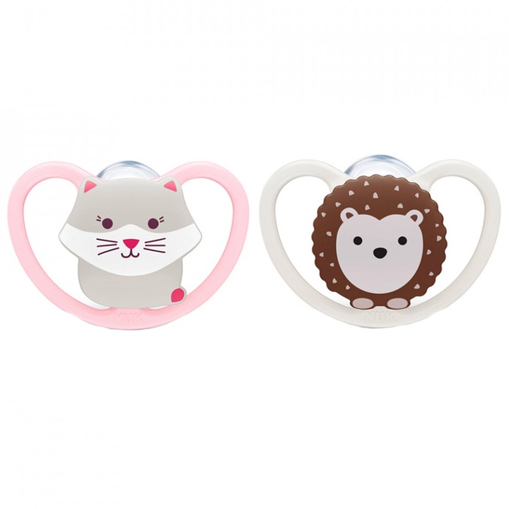 Set 2 suzete ortodontice din silicon Nuk Space 314776-2, Multicolor 0-6 luni