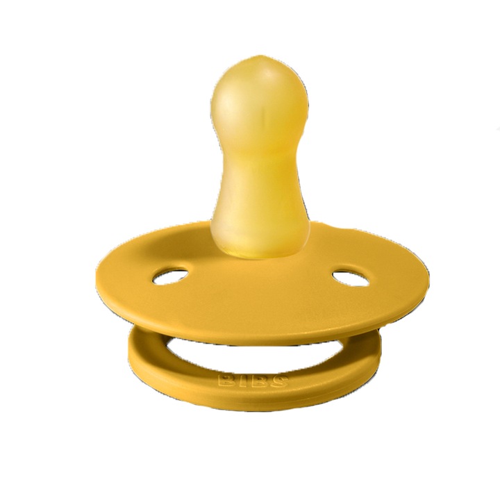 Залъгалка Bibs M Mustard 010363, Анатомична, Латексова, Жълт, 6-18 месеца