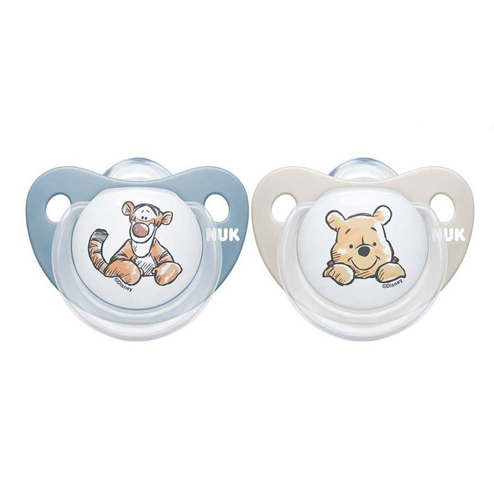 Комплект 2 силиконови ортодонтски залъгалки Nuk Winnie the Pooh 287728-2, Многоцветни 6-18 месеца