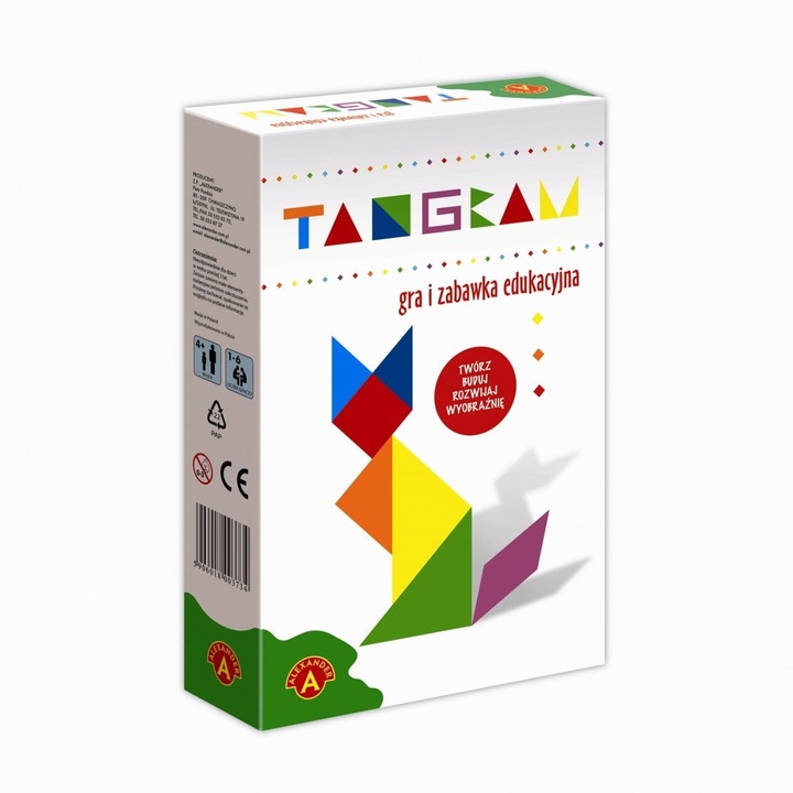 Tangram társasjáték, 1-6 játékos, Multicolor, 4 év+