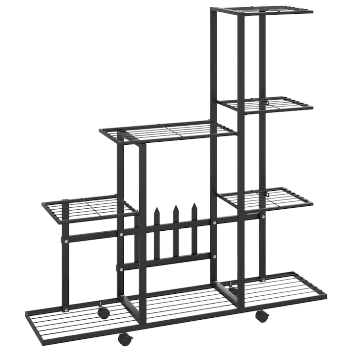 Стойка за цветя vidaXL, 94,5x25x92,5 см, Черен, Метал