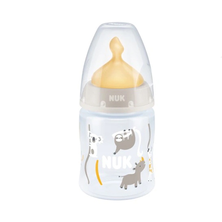 Полипропиленово шише с латексов биберон за бебета 150 ml Nuk First Choice 360087-2, Сиво 0-3 месеца 3-6 месеца