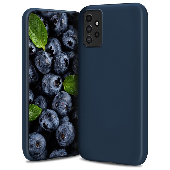 Силиконов калъф Moozy Premium за Samsung Galaxy A52, Samsung Galaxy A52 5G, тъмно син, вътрешност от микрофибър
