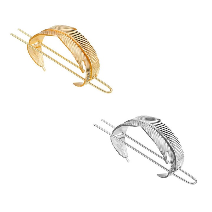 Комплект от 2 шноли за коса Pili-Paradise, Акрил, Злато/Сребро