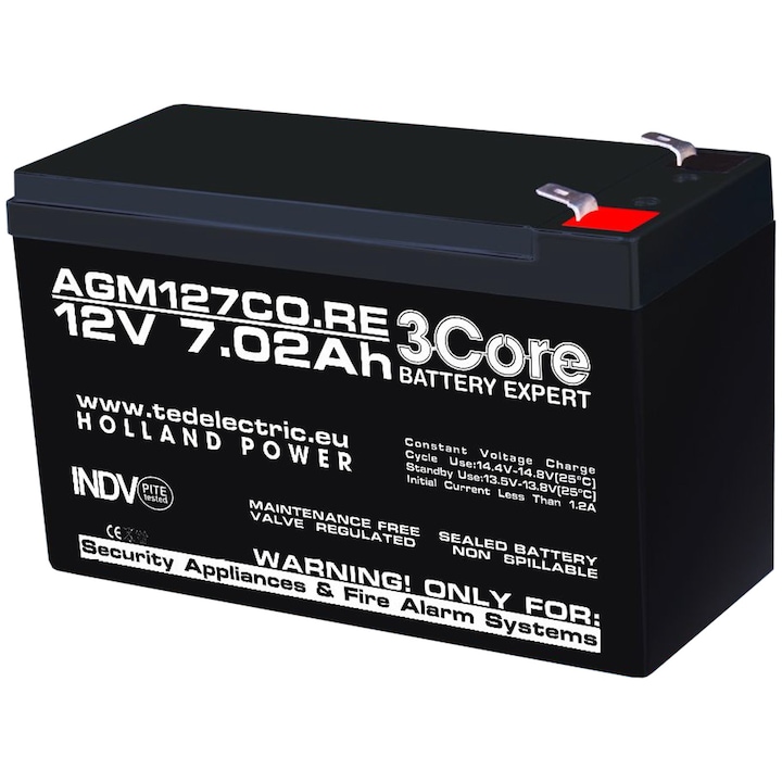 Acumulator/baterie VRLA AGM12v 7AH pentru UPS, centrala alarma, sirena de exterior