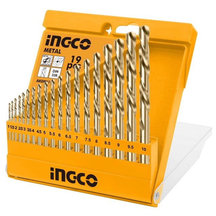 Set de Burghie HSS pentru Metal 19 buc, Ingco