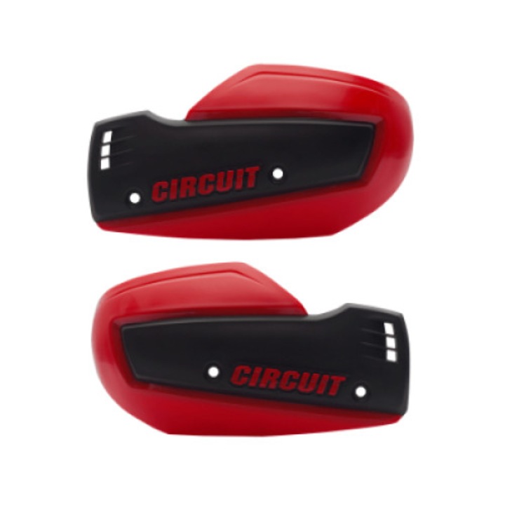 Set 2 x aparatoare maini, FHS Alloy, Plastic, Model text, Negru/Rosu