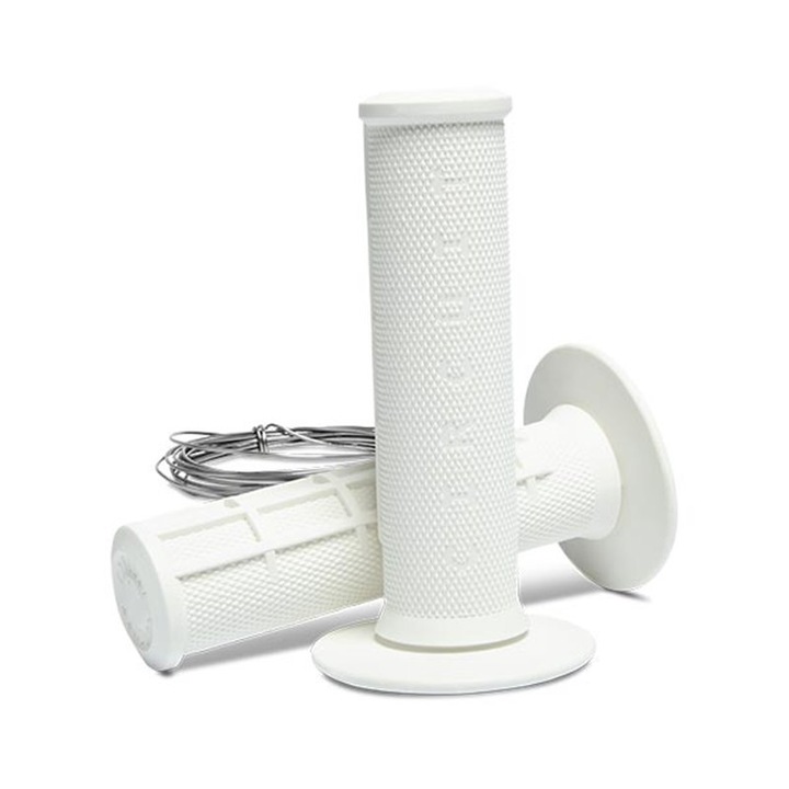 Set 2 x Manere moto CIRCUIT III, Motocross/Enduro, Cauciuc, 22/24 mm, Alb