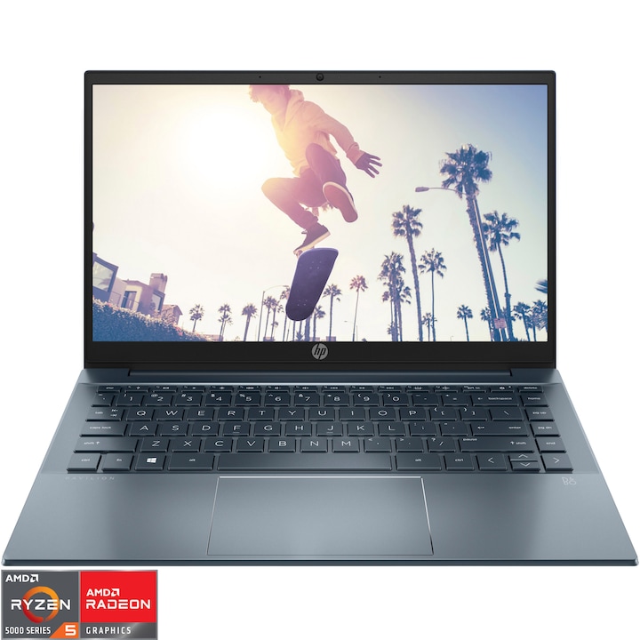 Лаптоп Ultrabook HP Pavilion 14-ec0017nq, AMD Ryzen™ 5 5500U, 14, Full HD, RAM 8GB, 256GB SSD, AMD Radeon™ Graphics, Free DOS, Fog Blue