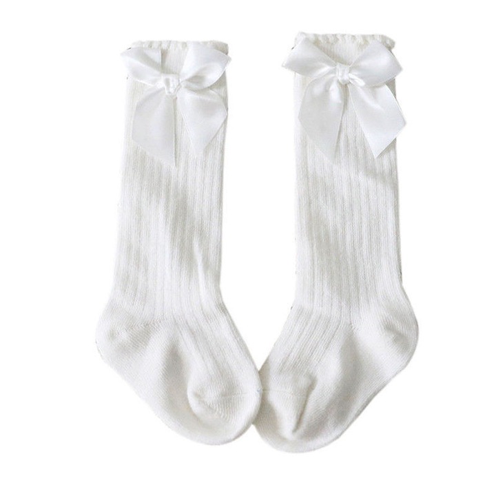 Чорапи с панделки, 0-2 години, Бял