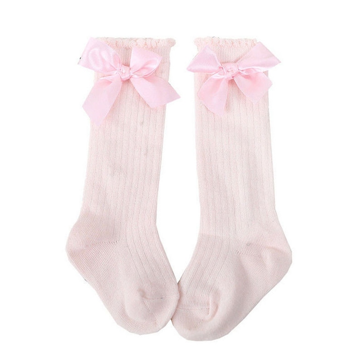 Чорапи с панделки, 0-2 години, Розово