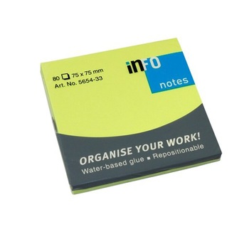 Notes adeziv 75x75mm 80 file briliant Info Notes, Verde Notes adeziv 75x75mm 80 file briliant Info Notes, Verde