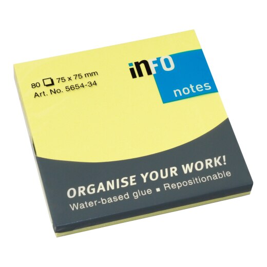 Notes adeziv 75x75mm 80 file briliant Info Notes, Galben