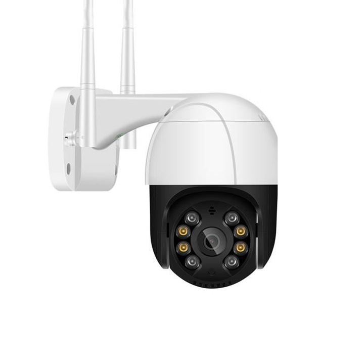 Megfigyelő kamera, Taofedo, ABS, 3W, 3MP, Full HD, IP66, Wi-Fi, Fehér