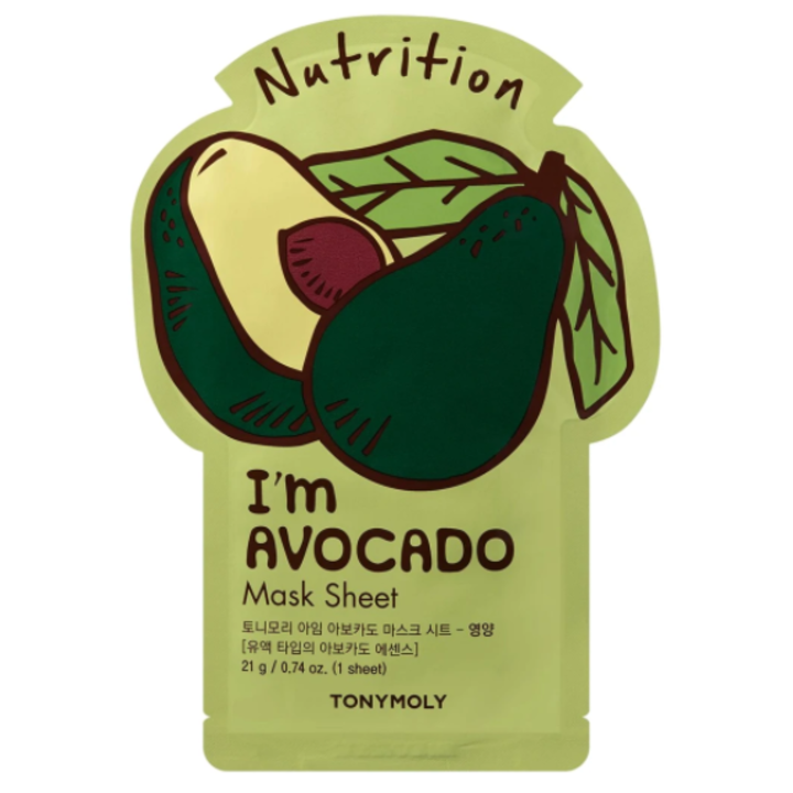 Маска за лице Tony Moly I'm Avocado Mask Sheet, Подхранваща