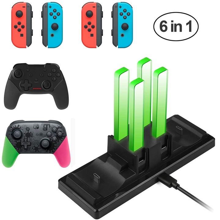 Nintendo Switch töltés támogatás, Sundiguer, LED, USB, fekete