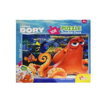 Puzzle Lisciani, cu 2 fete, Finding Dory, 108 piese Puzzle Lisciani, cu 2 fete, Finding Dory, 108 piese