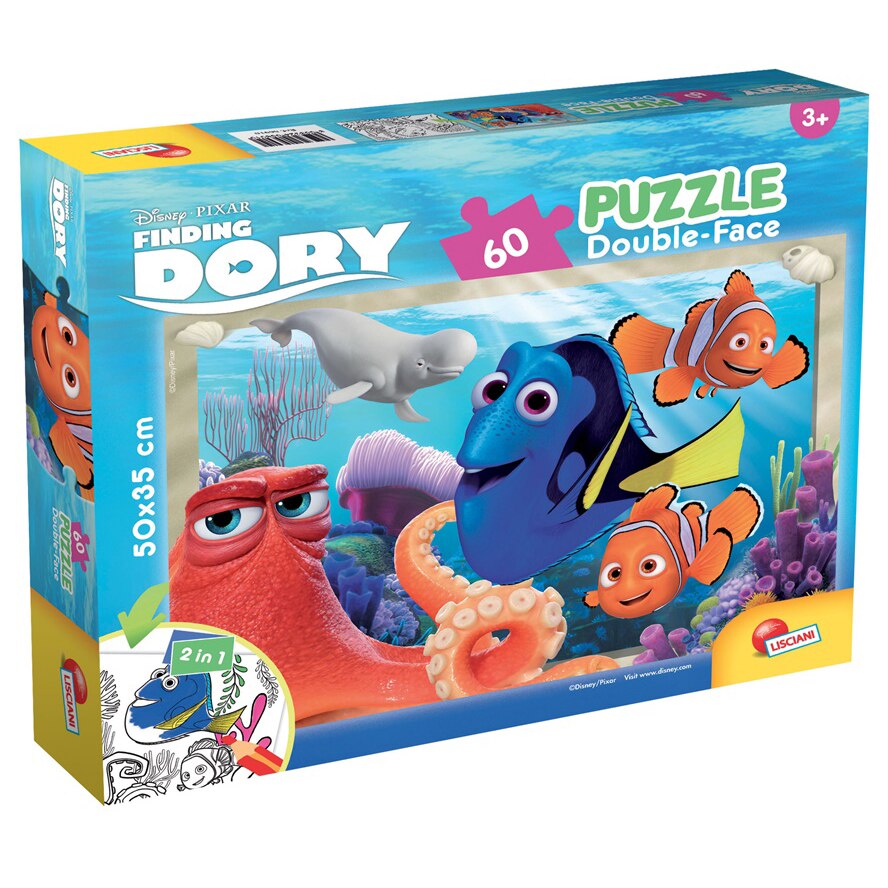Puzzle Lisciani, cu 2 fete, Finding Dory, 60 piese