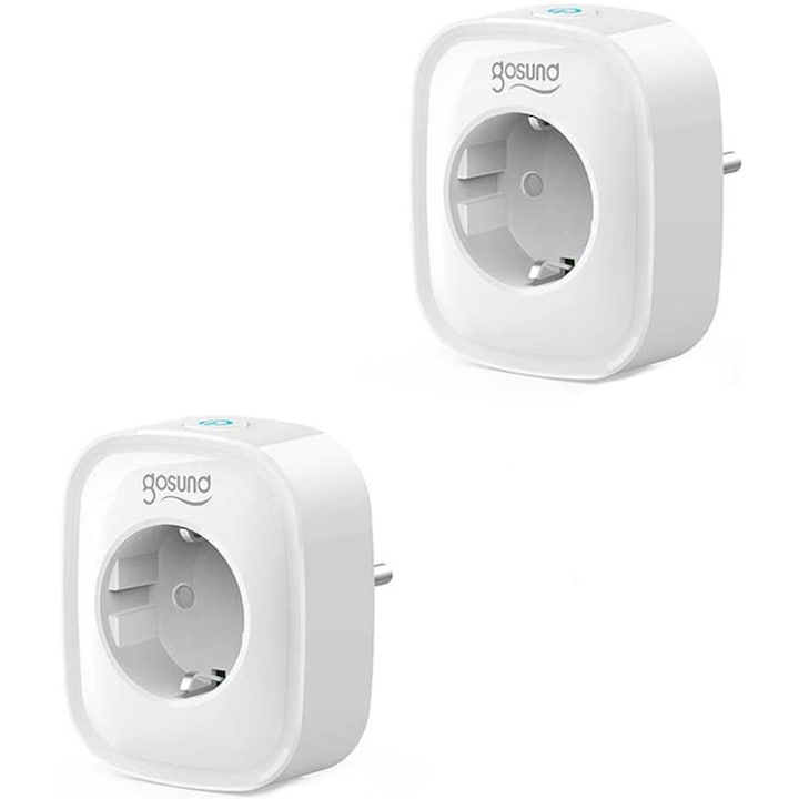 Комплект 2 интелигентни контакта Gosund SP1, Wi-Fi, 16A, 3680W, Мониторинг на потреблението на енергия, Съвместими с Amazon Alexa/Google Home