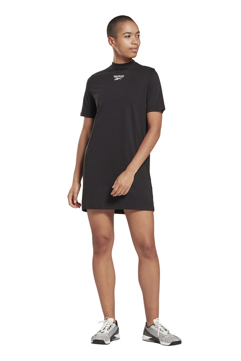 Reebok, Rochie-tricou cu logo, Negru