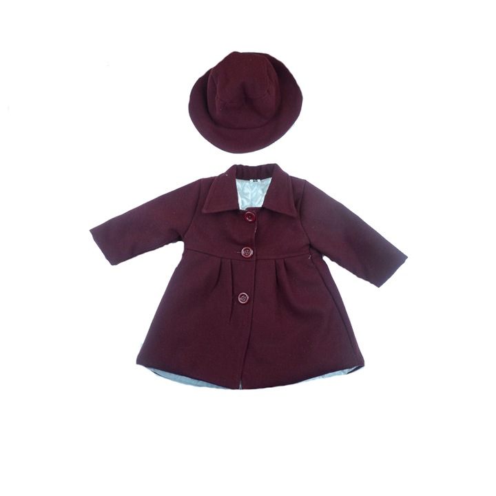 Mini Junior DRN2-VI lány kabát és sapka 2 részes készlet, Fehér 56 cm