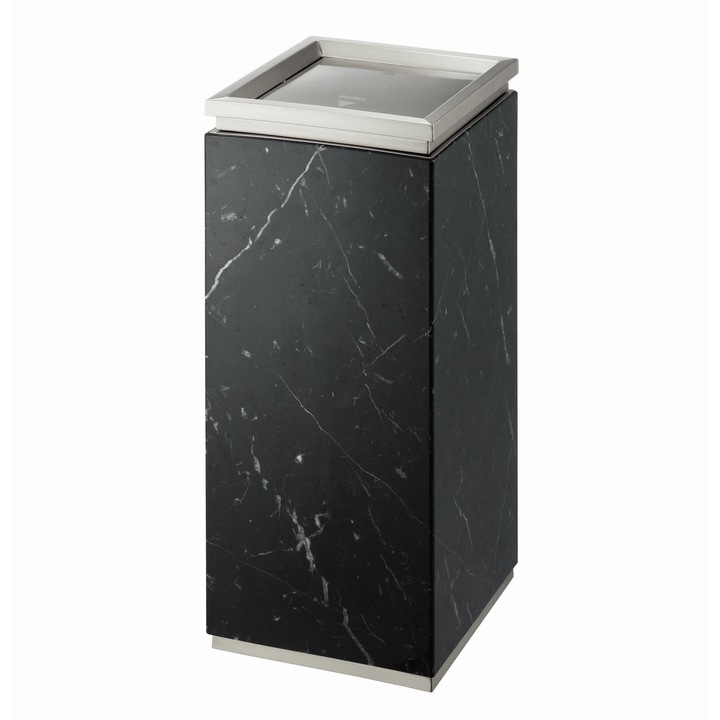 Cos de gunoi cu capac batant, Argintiu Matt, Negru, PRH-7M022022, 22 L