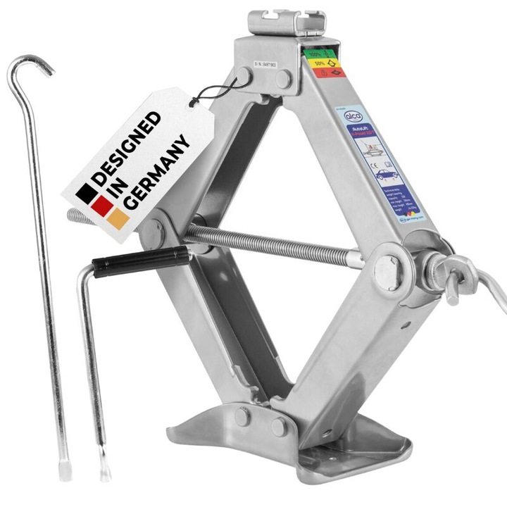 Cric mecanic 1.5T Alca, omologat CE, TUV-GS, EAC inaltime minima 104, inaltime maxima 385 mm, dimensiuni 420X90X104mm