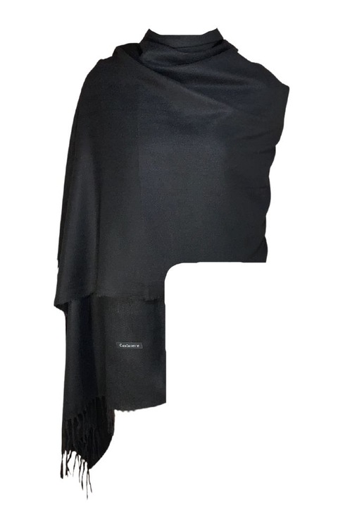 Fular casmir dama uni, Dacali, negru,180 x 70 cm