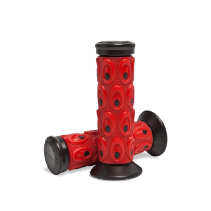 Set 2 x manere scuter, 22/25 mm, Negru/Rosu