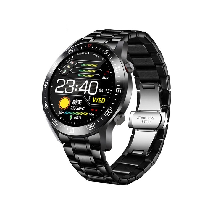 Pyramid PY-LIGE okosóra, sport, 1.3" IPS kijelző, vízálló, pulzusmérő, lépésszámláló, ezüstszín