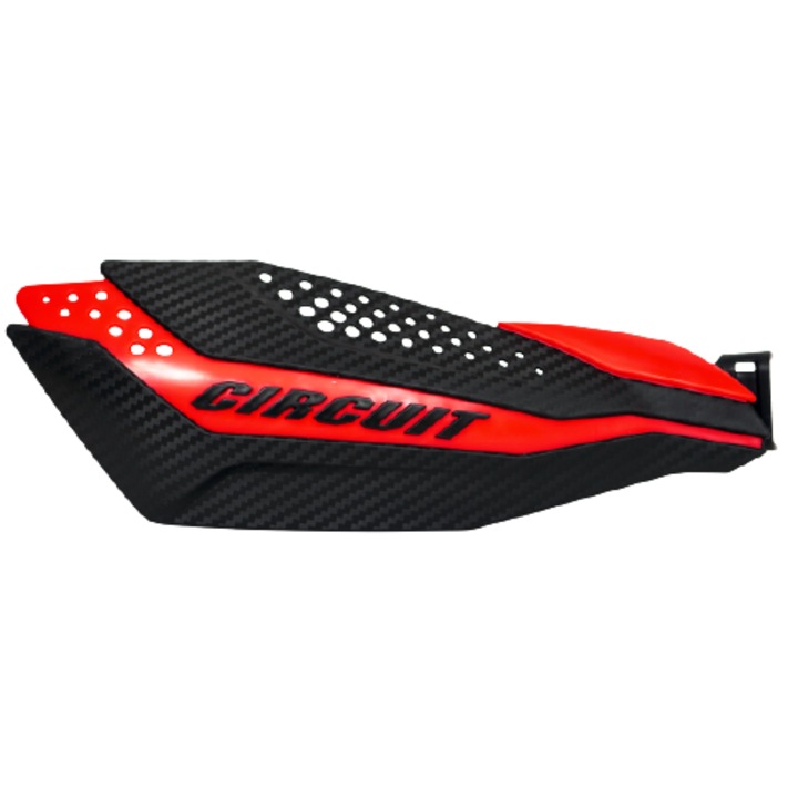 Set 2 x aparatoare maini Dakar, Kit de montare inclus, Nylon, Carbon/Rosu