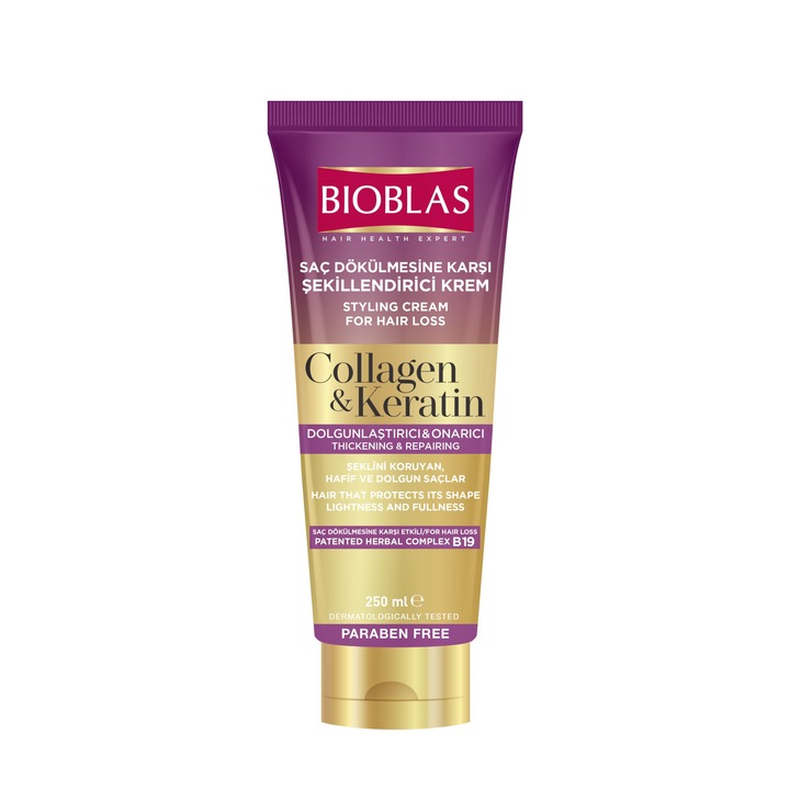 Crema de ingrijire si stilizare cu colagen si cheratina Bioblas, 250 ml