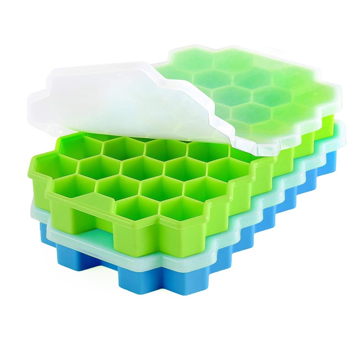 Set 2 tavi gheata, Koungiam, Silicon, 20.8x12.5x2.5 cm, Verde/Albastru