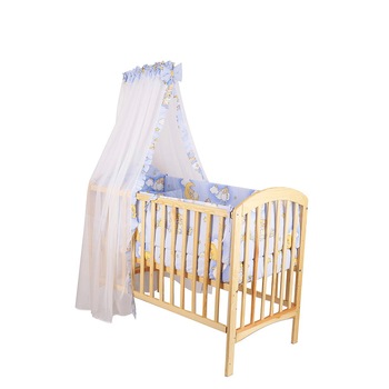 Lenjerie cu baldachin, 6 piese, ursuletul somnoros, albastru 120x60 cm Lenjerie cu baldachin, 6 piese, ursuletul somnoros, albastru 120x60 cm