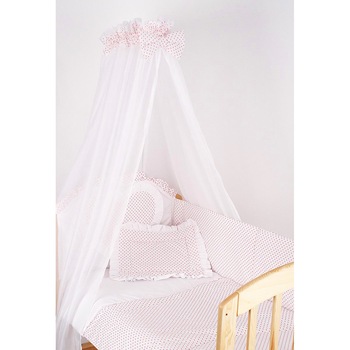 Lenjerie cu baldachin, 6 piese, inimioara roz, 120x60 cm Lenjerie cu baldachin, 6 piese, inimioara roz, 120x60 cm